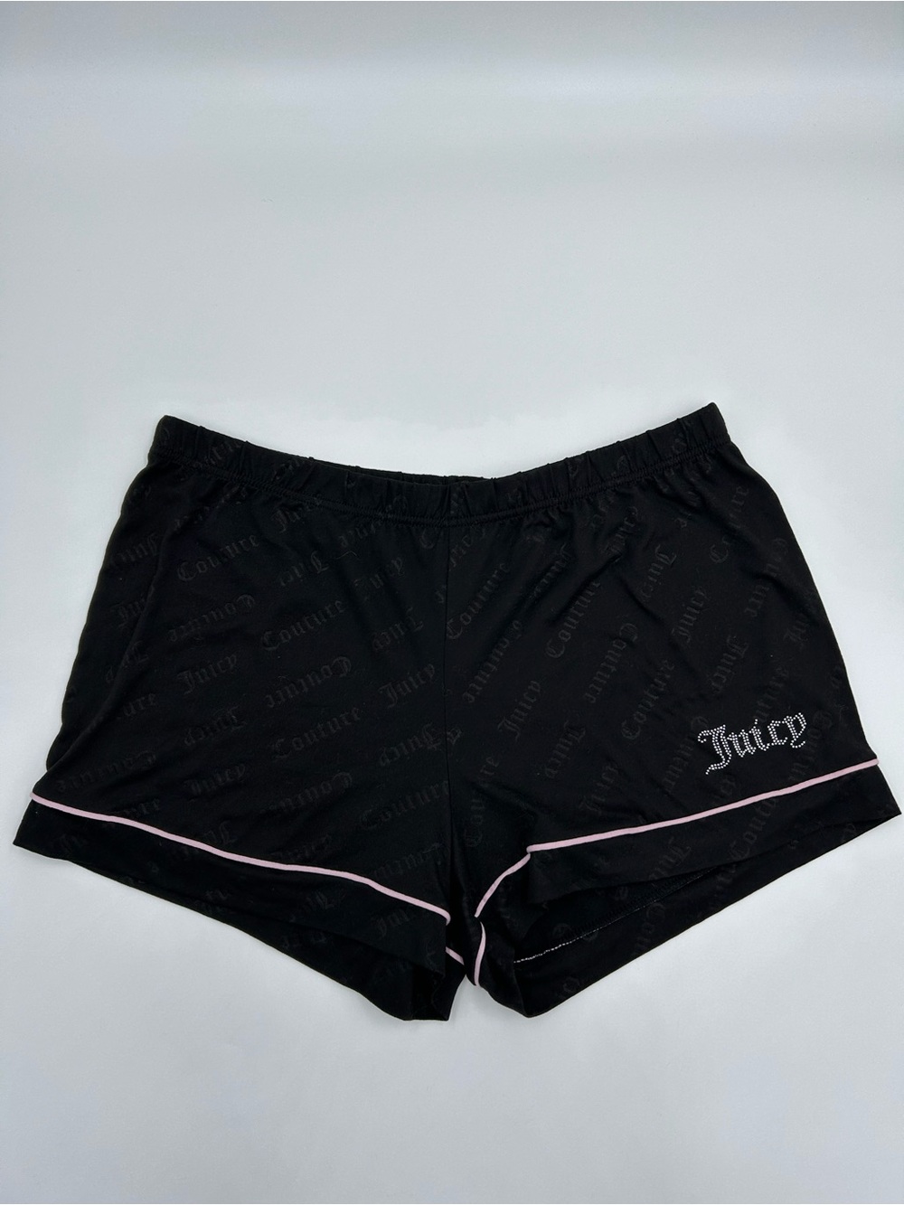 Juicy Couture Black Logo Shorts with Pink Trim XL